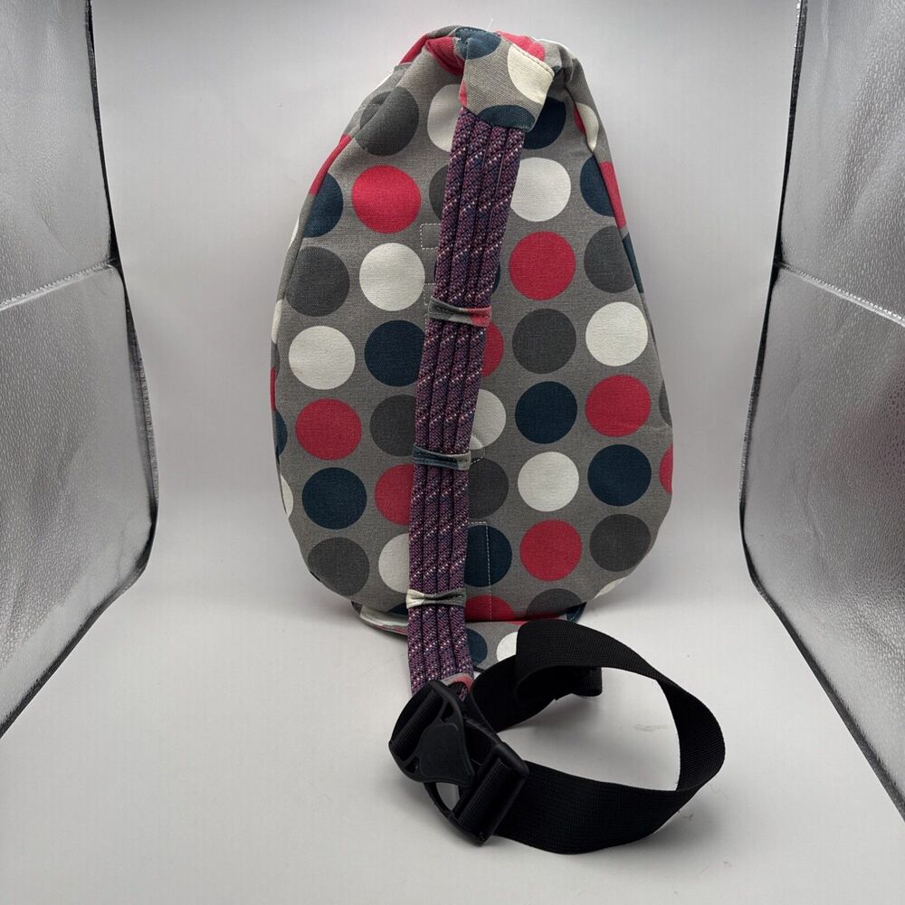 KAVU Got Dots Crossbody Bag Backpack Pink Blue Polka Dot Canvas Travel Purse - Picture 3 of 15